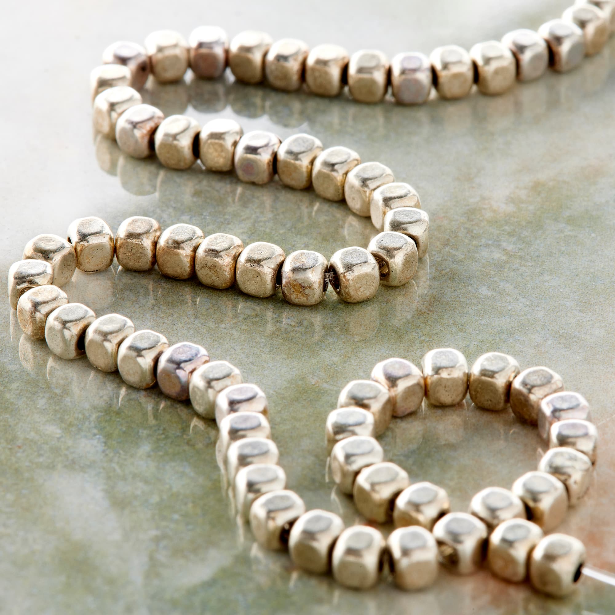 Silver Metal Small Cube Beads, 4mm by Bead Landing™